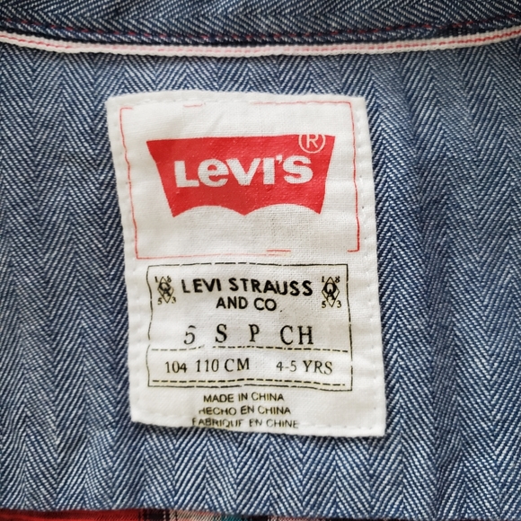 Levi's Button-Down Plaid Long Sleeves, Kids, Size 5 - Picture 5 of 6